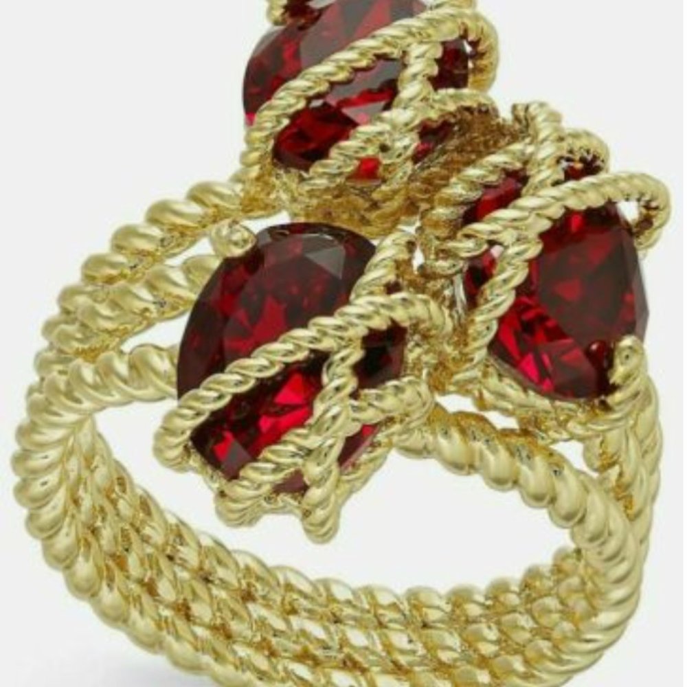 Charter Club Gold Ruby Stone Triple Ring Sz8